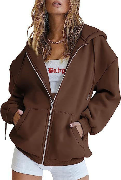 Dame oversized hoodie jakke med praktiske lommer Skovae