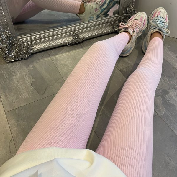 Dame Høj Kvalitet Ribbet Design Leggings med Høj Talje Skovae