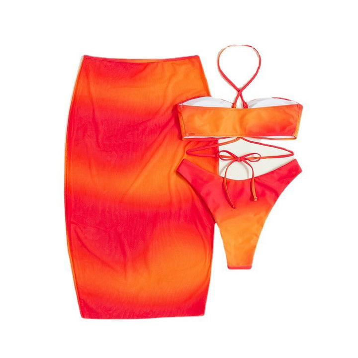 Dame sæt med moderigtigt bandeau-top og skulderfri maxinederdel Skovae