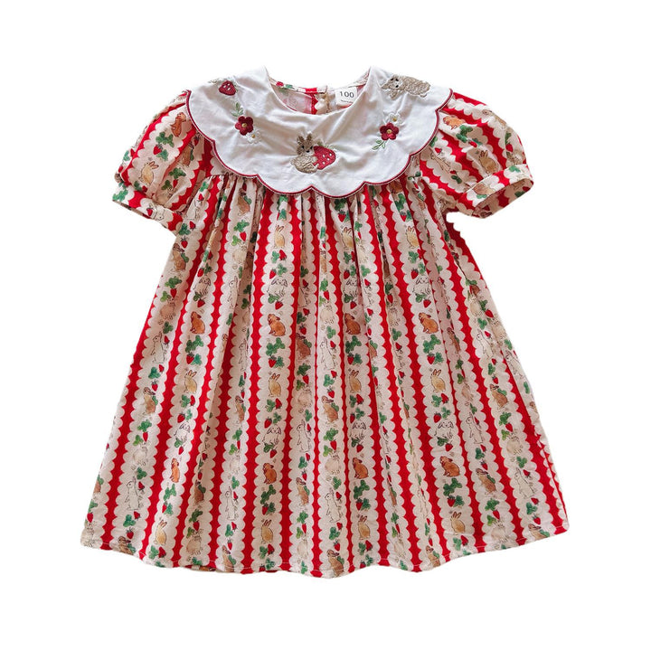 Pige Vintage Floral Smocked Kjole med iøjnefaldende detaljer Stilla