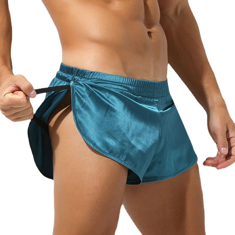 Herrer nan korte satin-natteshorts med elastisk talje og sidelids Skovae