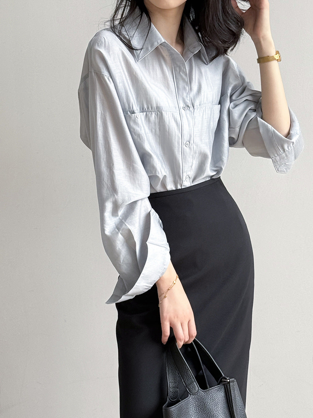 Damer afslappet skjorte blouse i let, åndbart materiale med løs pasform Stilla