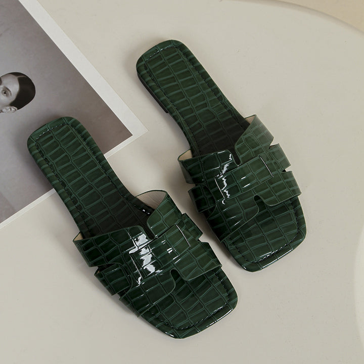 Dame Open-Toe Pantoletten med flettet detalje og skridsikker sål Stilla