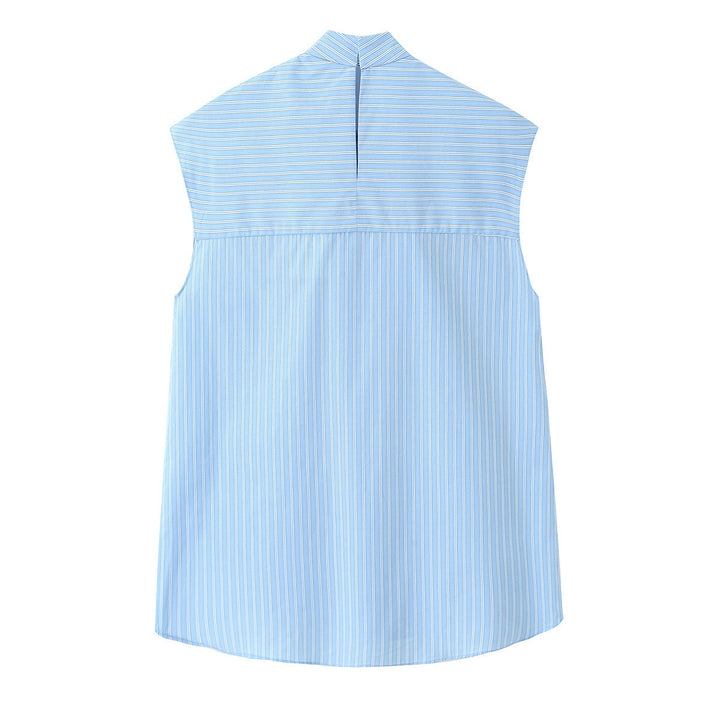 Dame skovblus skjorte med dekorerende sløjfe og elegant stribet look Skovae