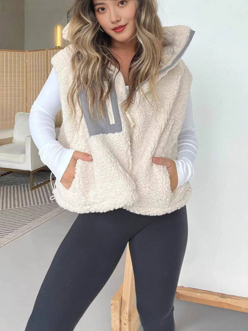 Kvinders quilted fleece vest med praktisk lynlås og imiteret pelslommer Stilla