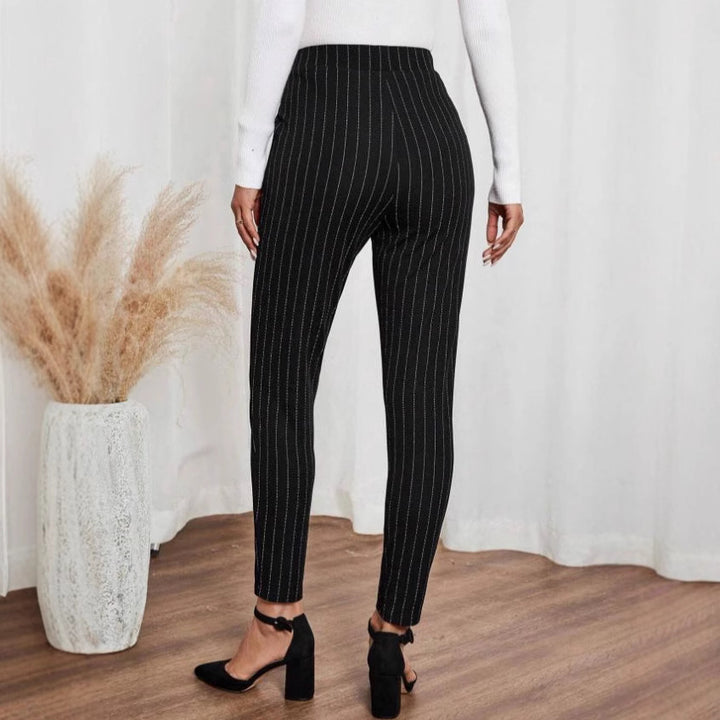Dame Elegant Slim-Fit Bukser med Nålstriber Stilla