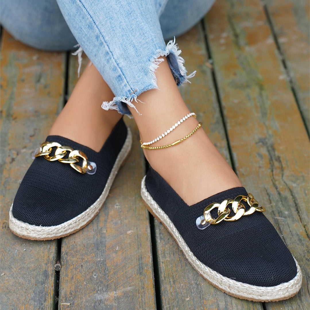 Dame Espadrilles med stilfuldt kæde-accessoire og højkvalitets jute-sål Stilla