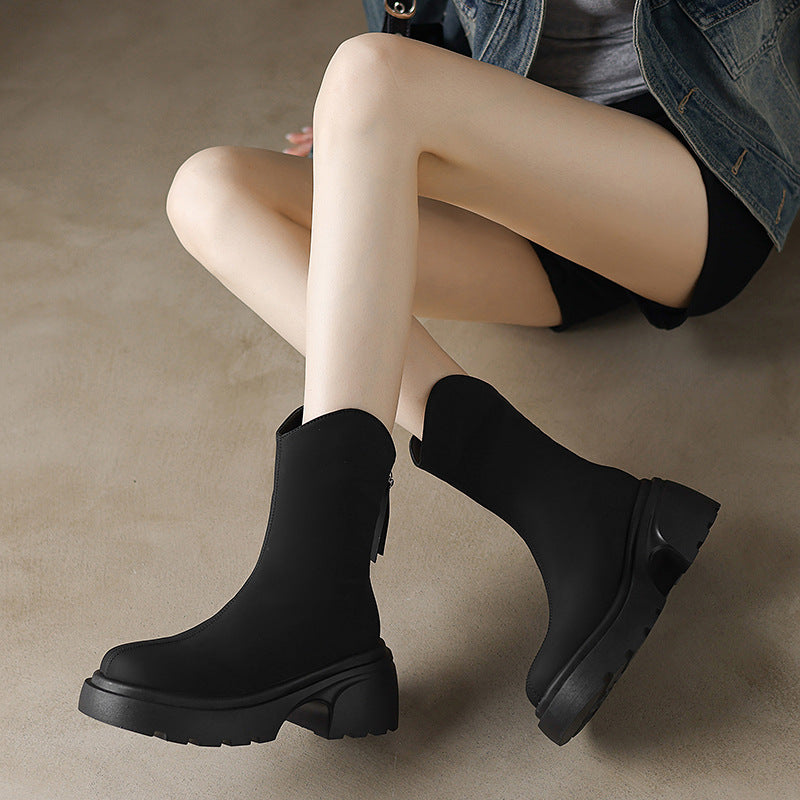 Femme Chunky Heel Støvler med Lynlådsdetalje Stilla