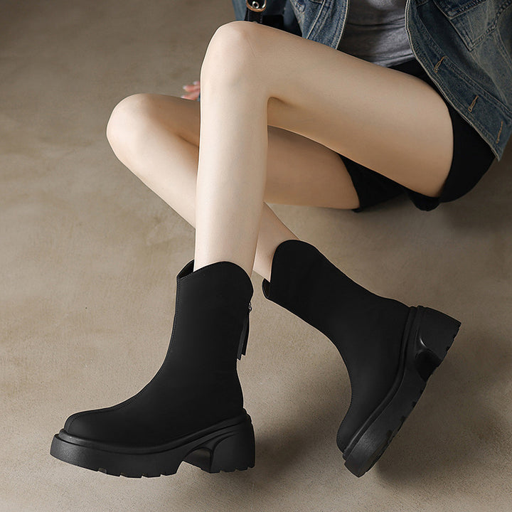 Femme Chunky Heel Støvler med Lynlådsdetalje Stilla