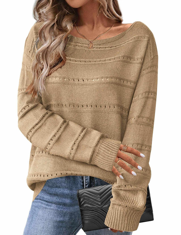 Kvinders strikkede sweater med luftig struktur og løstsiddende design Stilla
