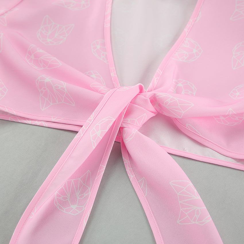Dame Satin Pyjamasæt med elegant design og fluffy detaljer Stilla