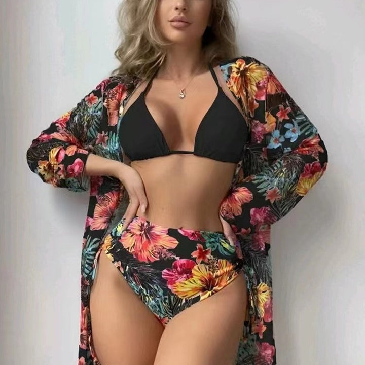 Dame højtaljede bikini-sæt med floralt design Skovae