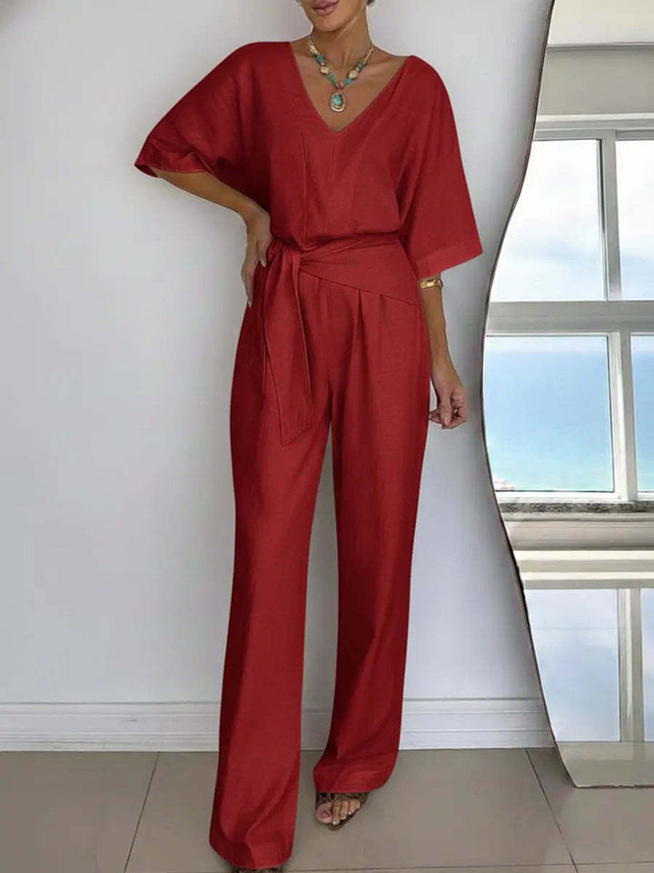 Kvinder Elegant Jumpsuit med skræddersyet snit og omslagssnor Skovae