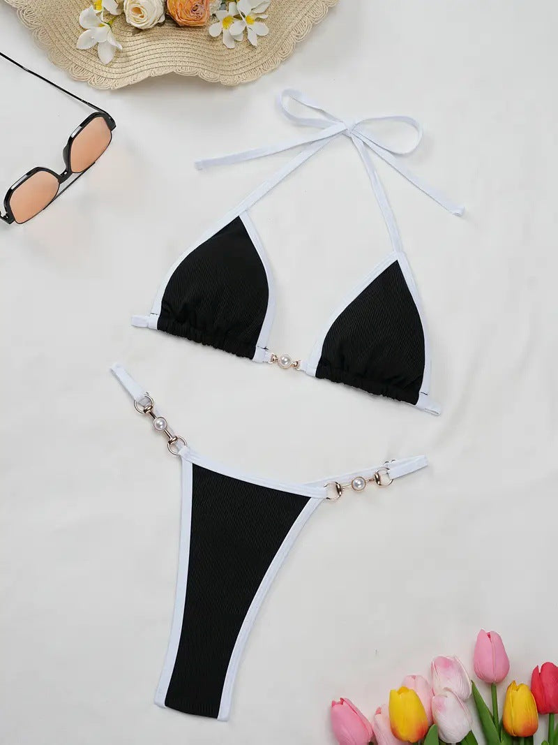 Dame Højskåret Rib-Bikini-Sæt Stilla