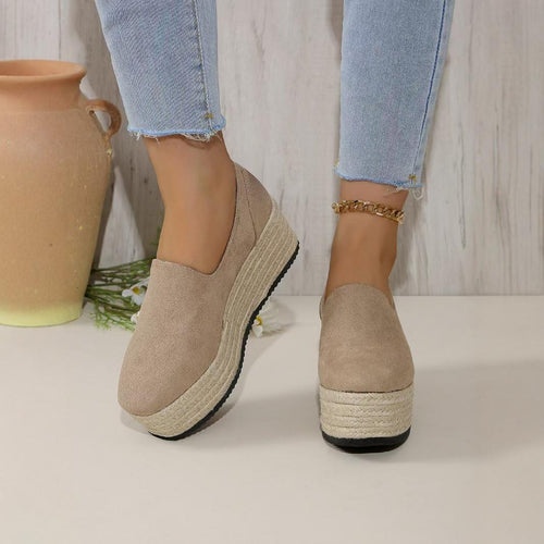 Dame Plateau-sandaler med elastisk udskæring og komfortabelt jute-design Stilla