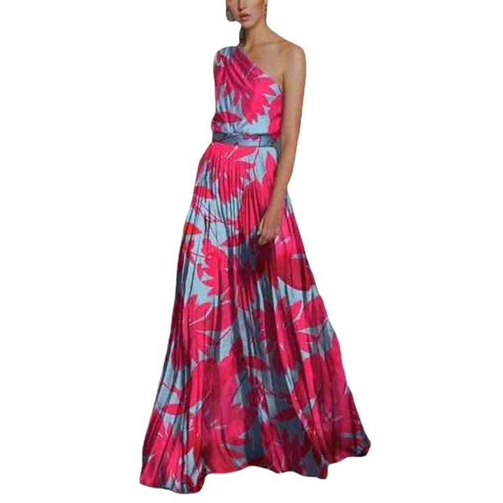Dame Elegant Maxikjole med asymmetrisk snit og farverigt blomsterprint Stilla
