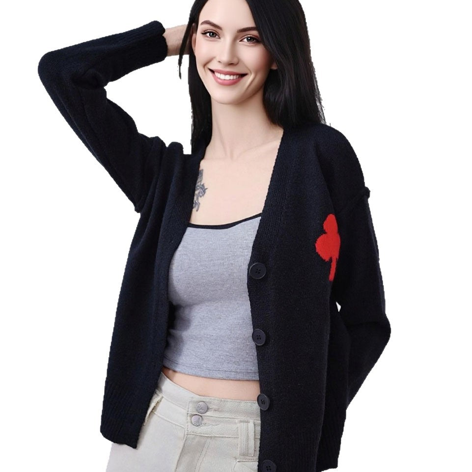 Kvinders cardigan med hjertestik og blødt materiale Stilla