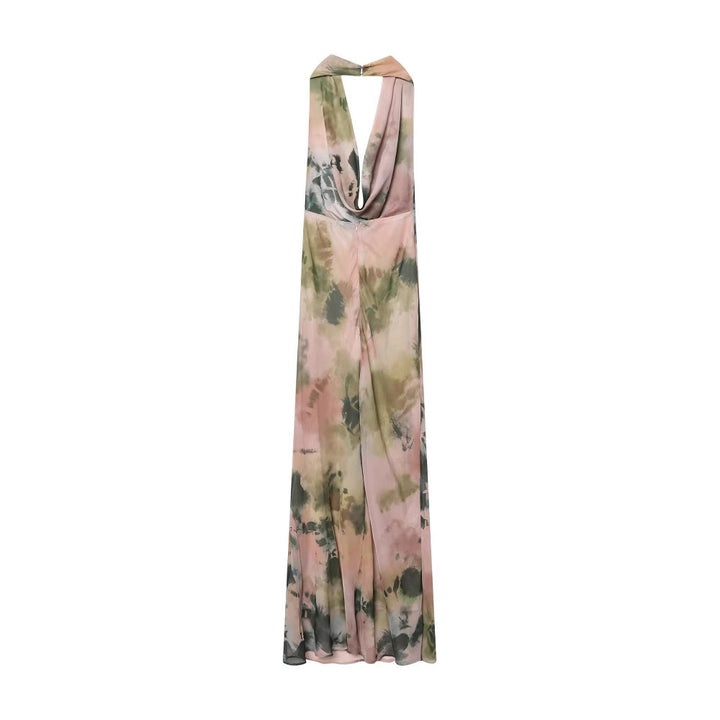 Femme Elegantes Maxi-kjole med dyb V-hals og flydende silhuet Stilla