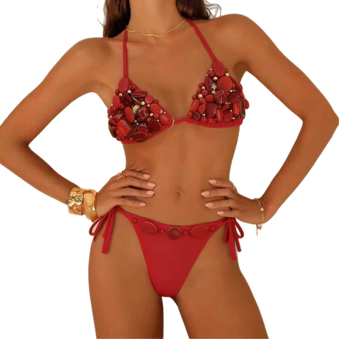 Dame Triangle-Bikini med luksuriøse applikationer Skovae