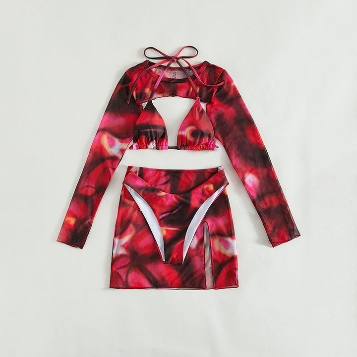Dame moderigtigt crop-top med lange ærmer og asymmetrisk skørt Skovae