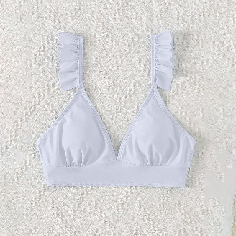 Dame trekant-bikini top med flæse detaljer Skovae