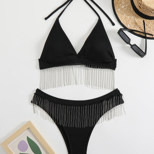 Dame Triangel-Bikini med festligt fransen-design Skovae