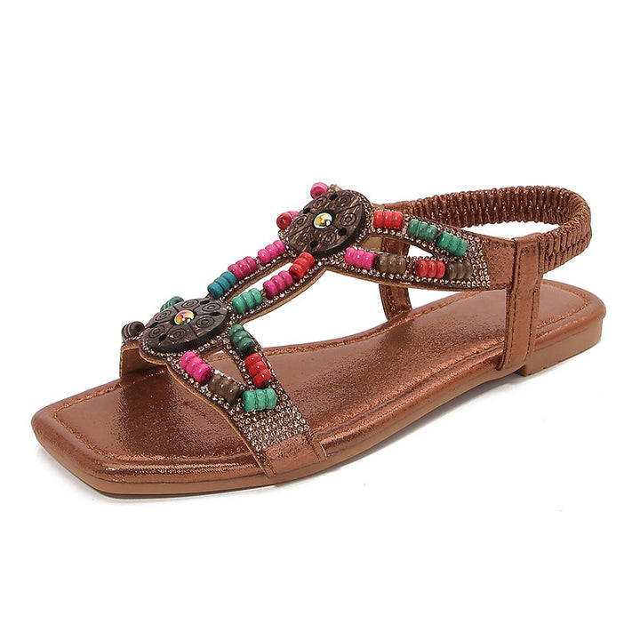 Dame sandaler med farverige perler og glimmerdetaljer Stilla