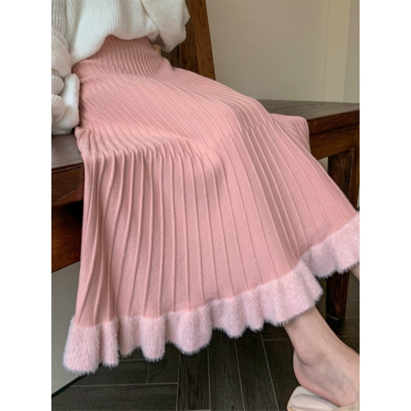 Kvinder Plisseret Midi Skirt med Voluminøs Kant og Elastisk Talje Stilla