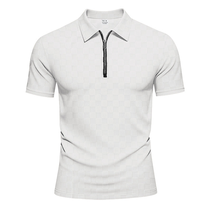 Herren nan kort halvlyn poloshirt i struktureret wafflestrik med skjortekrave og figursyet pasform Skovae