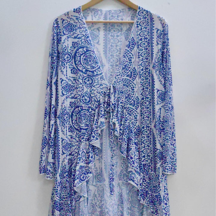 Dame luftig strand kimono med blomstermønster Skovae