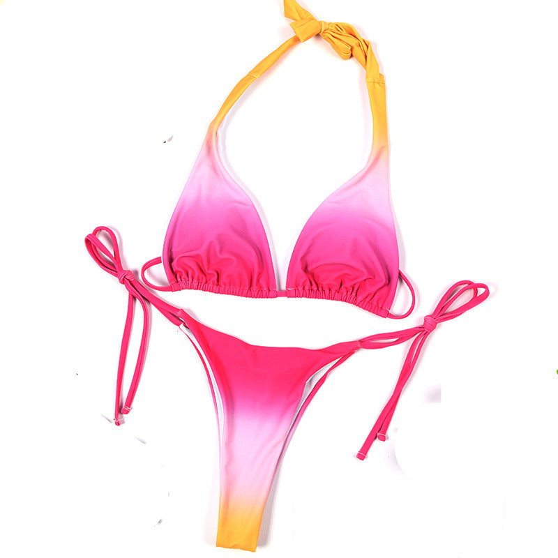 Dame Triangle-Bikini-Sæt med moderne farvegradient og justerbare stropper Stilla