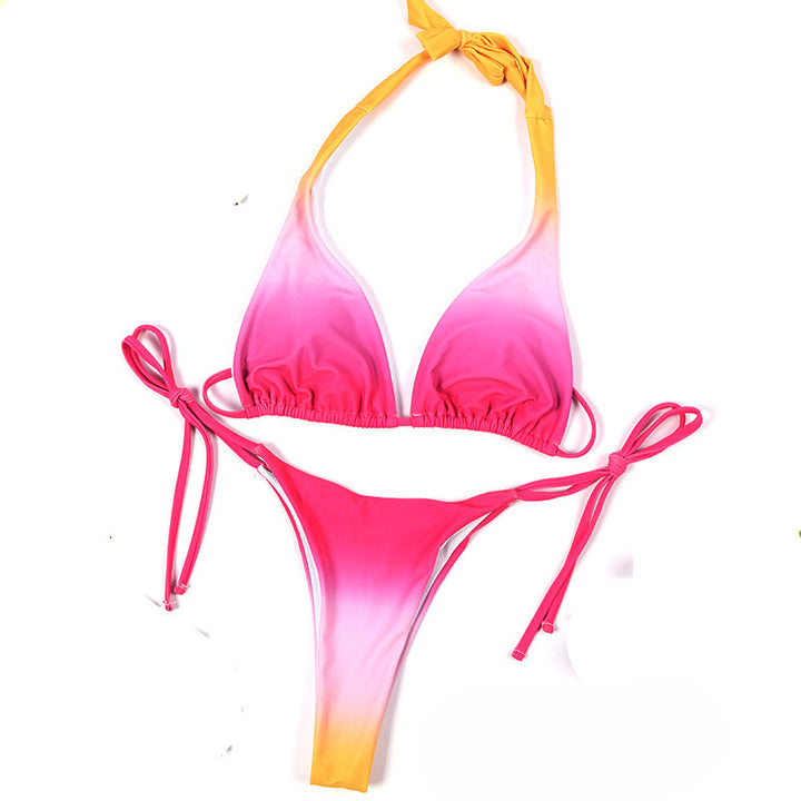 Dame Triangle-Bikini-Sæt med moderne farvegradient og justerbare stropper Stilla