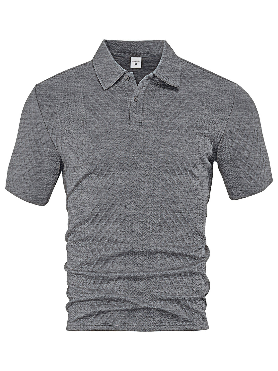 Herrer nan tekstureret jacquard-polo shirt kortærmet smal pasform med polo krave Skovae
