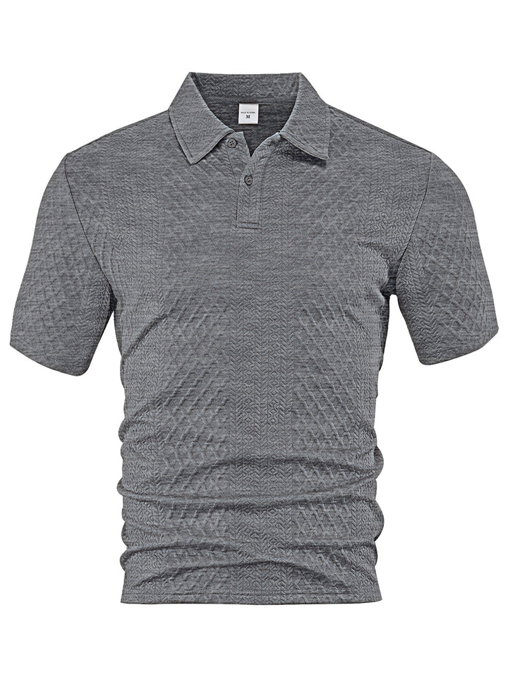 Herrer nan tekstureret jacquard-polo shirt kortærmet smal pasform med polo krave Skovae