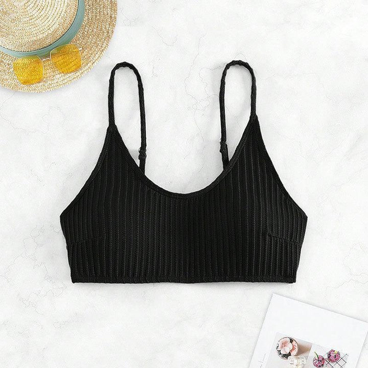 Dame Sport-Bikinioberteil med elegant ribdesign og smalle stropper Stilla