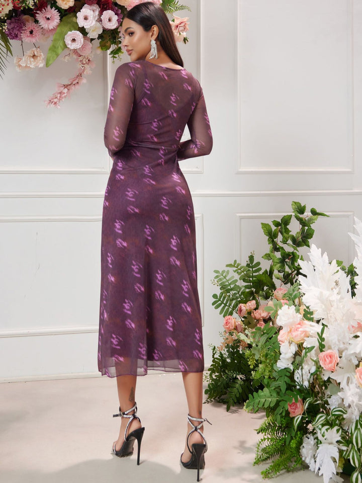 Dame Transparent Floral Midi Kjole Stilla