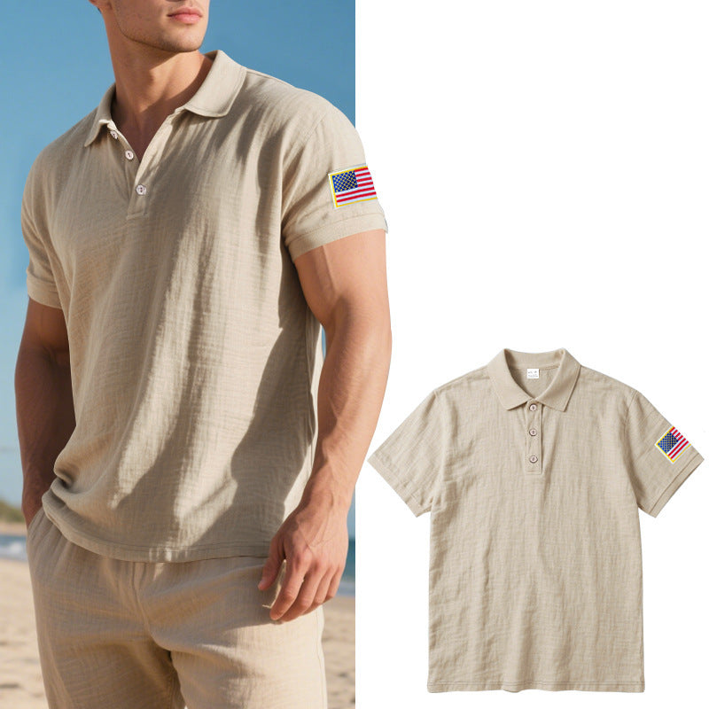 Herre polo shirt med moderigtigt amerikansk flagmotiv og højkvalitets bomuld Stilla
