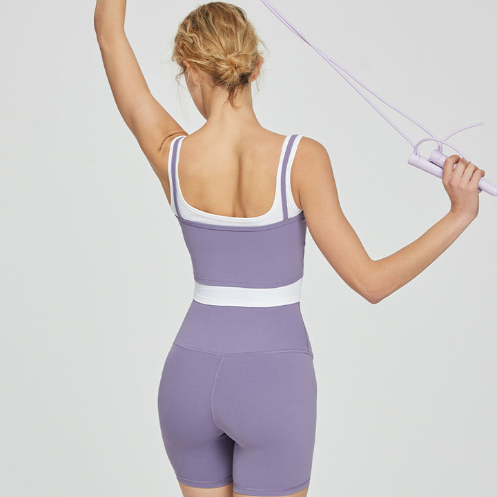 Dame sporty bustier med brede stropper og dobbelt krave Stilla