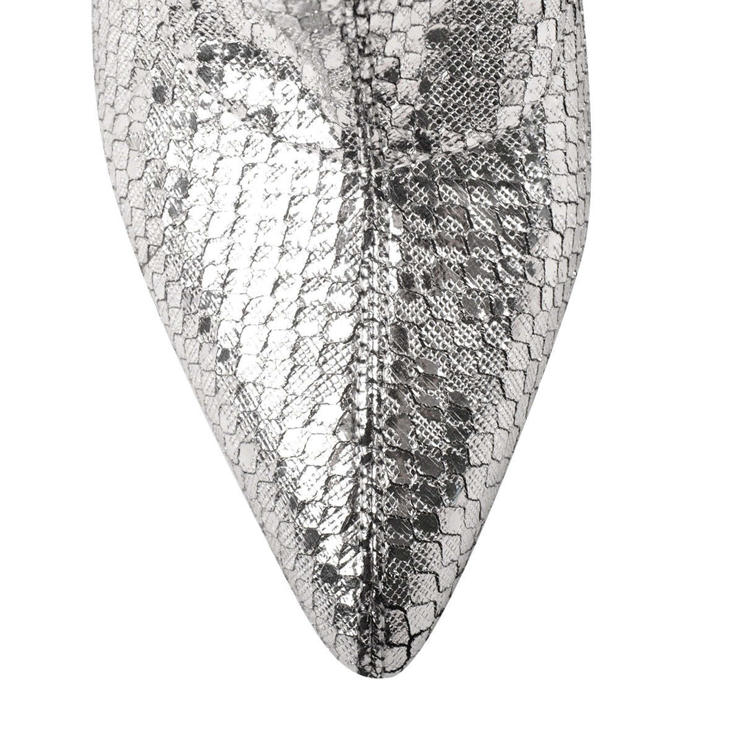 Dame Over-the-Knee Glinsende Stiletto-Støvler med Slangeskinds-Textur Stilla
