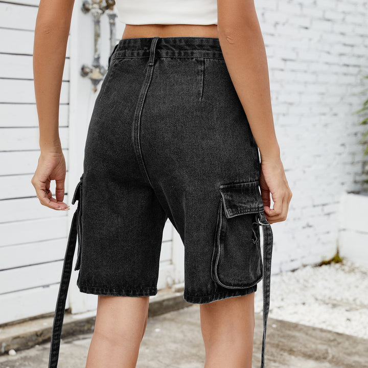 Dame Cargo-shorts i afslappet, høj taljesnit med praktiske sidelommer Stilla