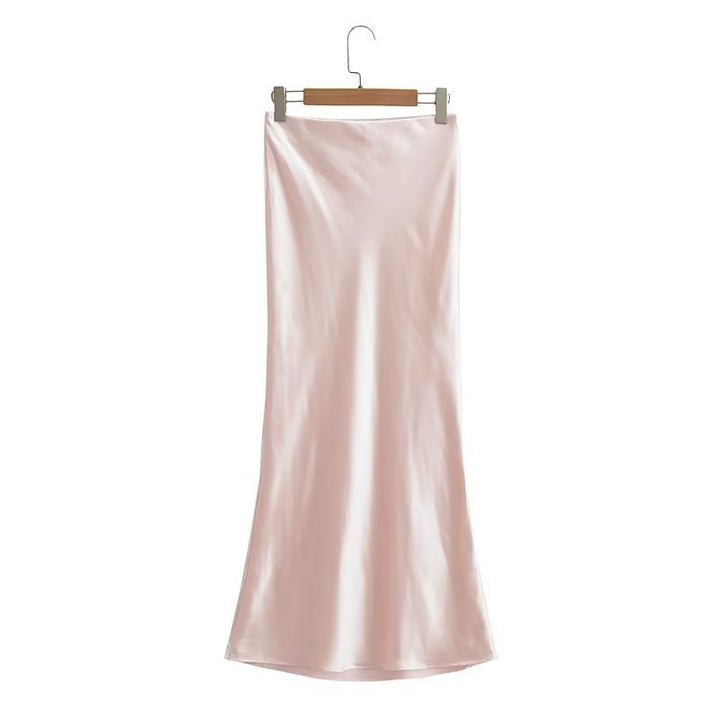 Damernes elegante satin nederdel i minimalistisk stil med blød drapering Stilla