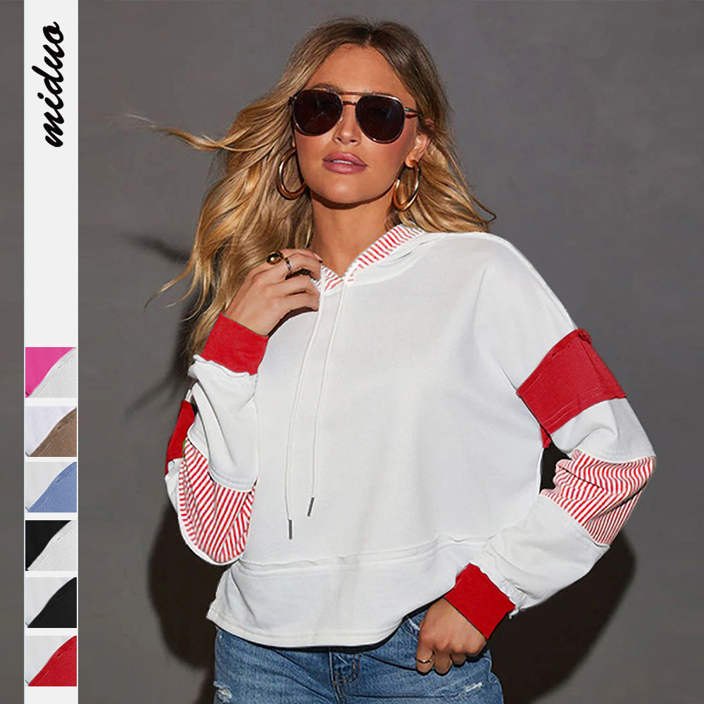 Dame afslappet hætte sweatshirt med kontrasterende ærme designs og trendy snit Stilla