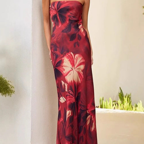 Femme Strapless Floral Maxi Kjole Stilla