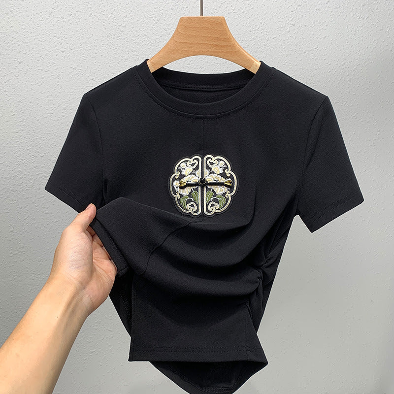 Dame T-shirt med kunstnerisk dekorerede detaljer Stilla