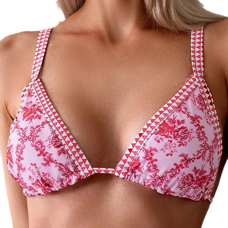 Dame Triangel-Bikini med blomster ruffles design og justerbare stropper Skovae
