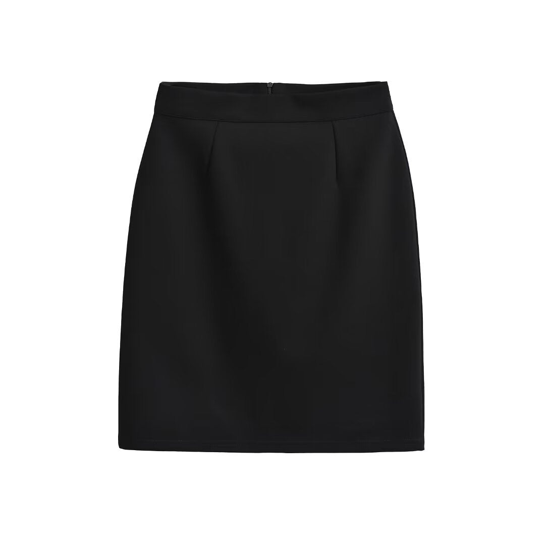 Dame elegant blyantskjørt med raffineret plissédesign og glat materiale Stilla