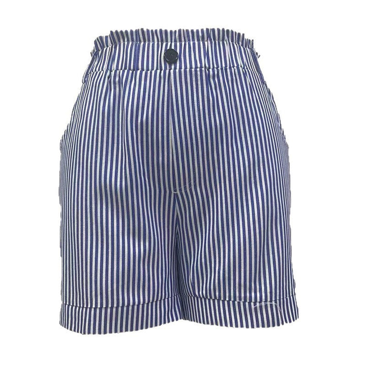 Dame stribede shorts med høj talje og praktiske lommer Stilla