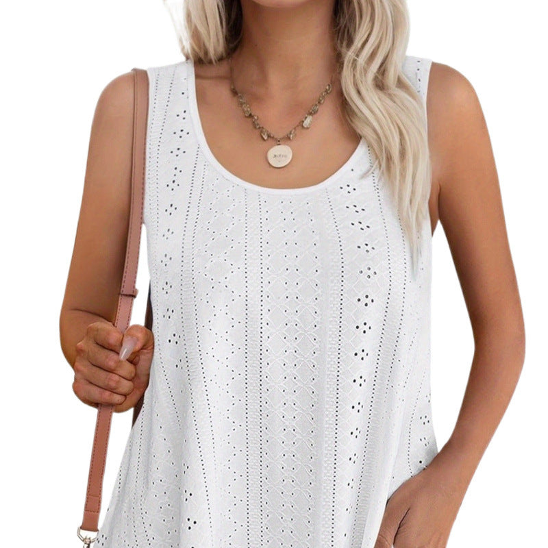 Dame ærmeløs Eyelet Tunika-top Stilla