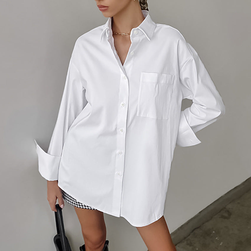 Dame Oversized Skjorte med praktiske knapper og moderne snit Stilla