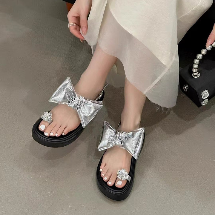 Dame Modische Sommer-Sandaler med lysende design og elegant sløjfeapplikation Stilla